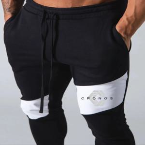 CRONOS GYM 프린트 바지 남성 캐주얼 스포츠 바지 러닝 운동 조깅 스포츠웨어 남성 패치워크 조거 스웨트팬츠 롱 팬츠