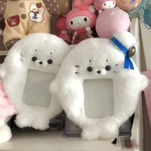 귀여운 포토카드 케이스 학생증 홀더 가방 키체인 여우 포토카드 케이스 만화 아이돌 사진 보호 커버