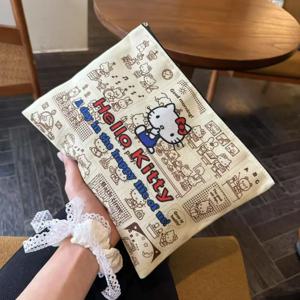 카와이 헬로 키티 만화 대용량 핸드백 동전 지갑 애니메이션 시리즈 화장품 보관 가방 소녀를위한 크리스마스 선물