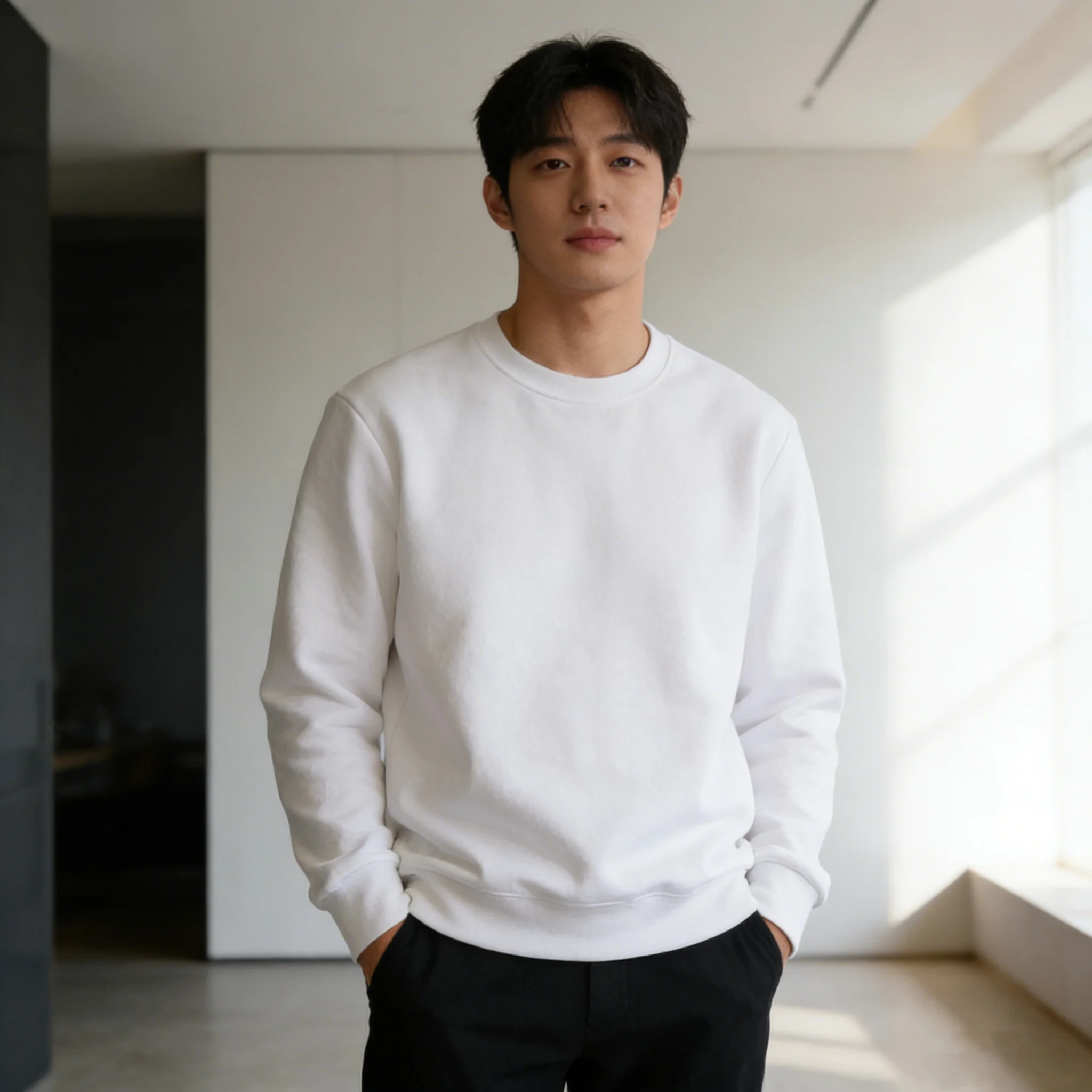 한국 패션 남성 라운드넥 스웨트셔츠 가을 긴팔 휴가용 풀오버 탑 캐주얼 인기 남성 단색 스웨트셔츠