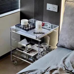 투명한 전문적인 커피 테이블 미니멀리스트 이동식 미적 감각 공간 절약 현대적인 커피 테이블 장식 카페 티셰 홈 데코