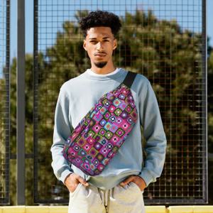 크로스바디 허리 가방 크로셰 블랭킷 그래니 스퀘어 빈티지 남녀공용 조절 가능 패니 팩 여행용 러닝 머니 폰 가방