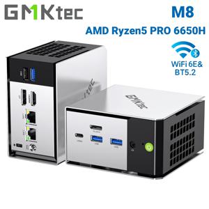 GMKtec M8 미니 PC: AMD Ryzen 5 PRO 6650H, 16GB RAM, SSD·OS 미포함, 트리플 4K 디스플레이, Wi-Fi 6E, 블루투스 5.3, USB-C, DP 지원 미니 데스크톱