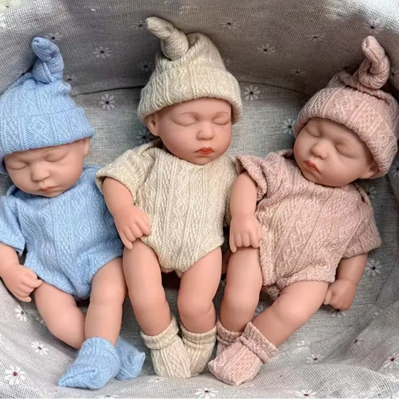 미니 7.87인치 리본 인형 잠자는 아기 인형 20cm 태어난 아기 인형 장난감 부드럽고 전신 비닐 인형 소녀를 위한 최고의 선물