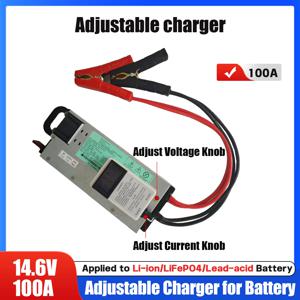 3-15V 100A 12V 자동차 배터리 충전기 60A85A 조정 가능, LiFePO4 14.6V 리튬 12.6V 지원, 고속 충전 디스플레이 포함