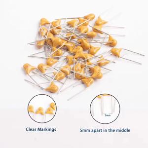 100pcs/200pcs 50V 모놀리식 세라믹 커패시터 10PF 22PF 100P 47NF 220NF 1NF 4.7UF 1UF 100NF 330NF 0.1UF 102 104 105 P=5.08mm