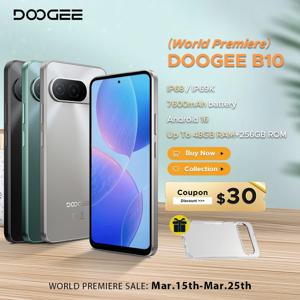 월드 프리미어 DOOGEE B10 스마트폰 제미니 AI 안드로이드 16 7600mAh 배터리 6GB 256GB 6.6인치 디스플레이 64MP AI 카메라 휴대폰