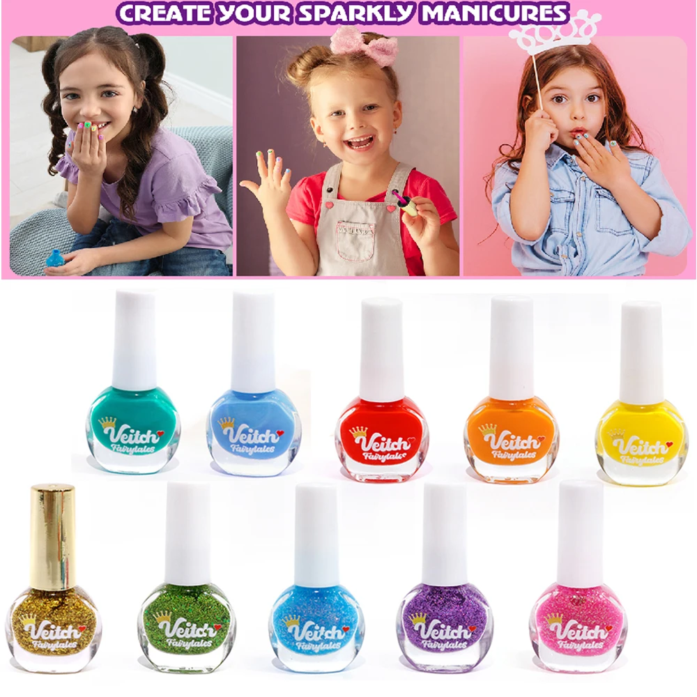 네일 폴리쉬 세트 무독성 어린이용 네일 폴리쉬 키트 수성 빠른 건조 필오프 DIY 네일 아트 키트 할로윈 크리스마스 선물