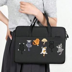 다색 고양이 무늬 노트북 서류 가방 |   조절 가능한 어깨끈, 지퍼 잠금, 안감이 있는 캐주얼 스타일, 업무용, 학교용
