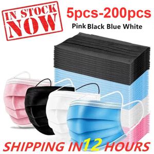 빠른 배송, 200개입 일회용 3중 보호 필터 마스크, 통기성 좋고 편안하며, 탄력 있는 귀걸이와 코 브릿지 클립 포함 - 가정용으로 저렴하게 대량 구매 가능, 여행, 야외 활동, 크리스마스, 할로윈, 일상 착용, 사무실용으로 적합
