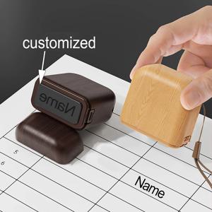 맞춤형 이름 스탬프 개인 맞춤 텍스트 스탬프 나무 무늬 유치원 의류 라벨 사무실 비즈니스 맞춤형 이름 인감