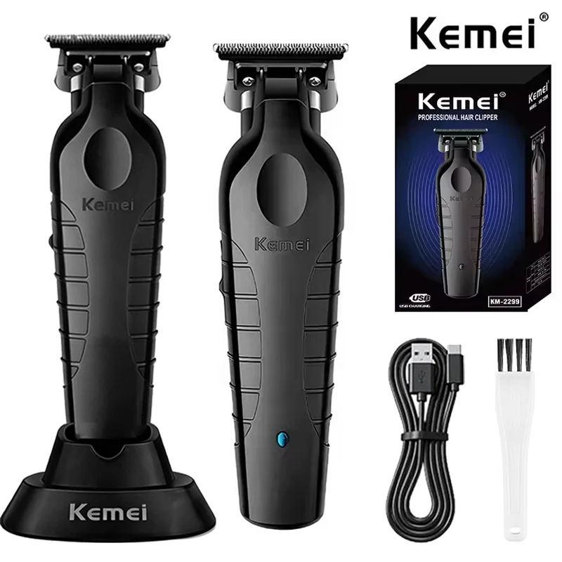 Kemei KM-2299 남성용 헤어 클리퍼 전문 전기 헤어 클리퍼 USB 충전식 이발사 트리머 남성용 전기 헤어 클리퍼