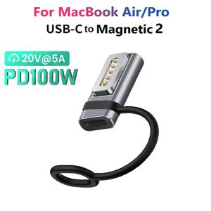 USB C타입 마그네틱 PD 어댑터, 맥세이프 1, 2, 맥북 에어 프로, LED 표시기, 고속 충전 자석 플러그 변환기