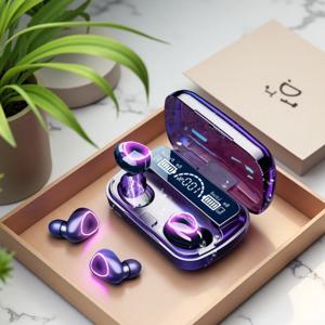 새로운 TWS 블루투스 이어폰 핸즈프리 LED 디스플레이 헤드폰 블루투스 HiFi 스테레오 음악 모든 스마트폰용 무선 이어버드