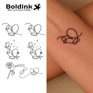 심장 나비 임시 문신, 15일까지 지속됩니다. 신기술 매직 방수 반영구적 스티커.