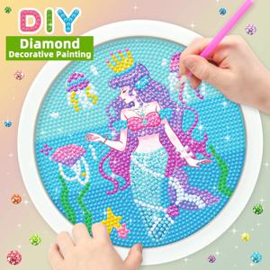 홈 장식 어린이 DIY 수제 다이아몬드 그림-만화 유니콘 인어 모자이크 다이아몬드 그림 세트 선물