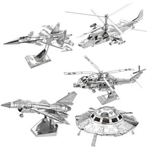 3D 금속 퍼즐 군사 J-20 J-10B SU-34 KA-50 전투기 UFO RAH-66 헬리콥터 DIY 수제 조립 모델 지그 소 퍼즐