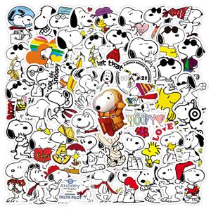 50Pcs 어린이를위한 만화 SnoopyDog 스티커 노트북 스케이트 보드 낙서 스케이트 보드 노트북 물병 오토바이 스티커 장난감 데칼