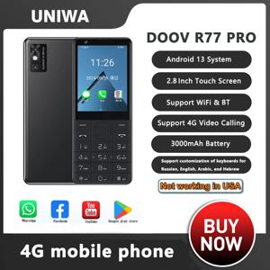 DOOV R77 Pro 4G 터치 스크린 키패드 휴대 전화, 5MP 카메라 2.8 인치 3GB + 32GB 3000mAh 스마트 폰 Whatsapp 히브리어 키보드