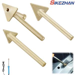 3pc 납땜 인두 팁 세트 구리 수리 삼각형 스무딩 헤드 용접 팁 철 플라스틱 용접기-80Watt 용 교체 팁