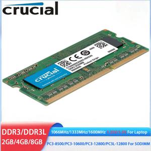 Crucial DDR3 DDR3L RAM 8GB 4GB 2GB 1066MHz 1333MHz 1600MHz PC3-12800 10600 204핀 1.35V 1.5V 노트북 SODIMM 메모리 노트북용