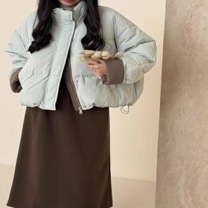 유행 패치워크 디자인 따뜻한 코튼 재킷 여성 겨울 새로운 작은 사이즈 부르고뉴 코튼 코트 학생 겉옷 코튼 의류