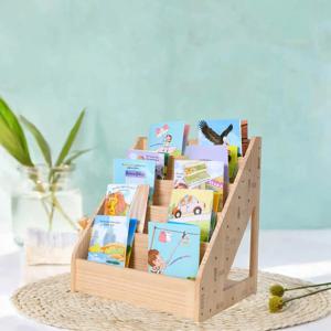 어린이 책꽂이 엽서 홀더 나무로 된 인사말 카드 디스플레이 스탠드 책꽂이 색칠책용 공부방 침실 교실용