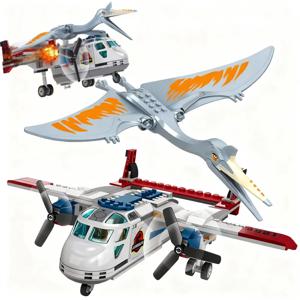 호환 가능한 브릭 세트 공룡 시리즈 빌딩 블록 76947 케찰코아틀루스 비행기 포위 어린이 공룡 월드 파크 장난감 선물