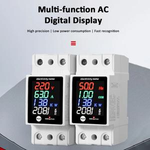 디지털 에너지 미터 딘 레일 전력 사용량 모니터 AC30-400V 전압계 전류계 와트 Kwh 주파수 전력계