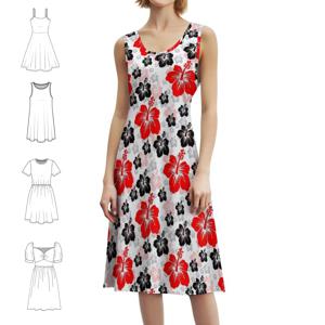 레드 블랙 추상 꽃 표면 패턴 여성을위한 섹시한 휴가 드레스 비치 파티 생일 미니 드레스 레드 블랙 플라워