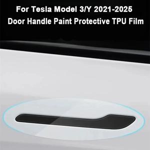 Tesla Model 3 Y Juniper 2021-2025 도어 핸들 스크래치 프로텍터-역방향 도어 핸들 페인트 보호 TPU 필름 자동차 의류