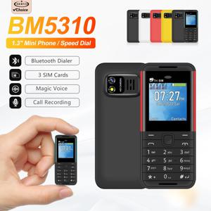 SERVO BM5310 미니 버튼폰 3 SIM 카드 블루투스 다이얼러 매직 보이스 소형 휴대폰 통화 녹음 저방사선 FM 라디오 MP4