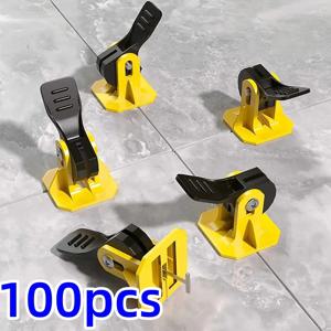 50/100개 바닥 타일 레벨링 시스템 클립 레벨러 조정기 키트 세트 타일 설치 고정 평탄 세라믹 벽 시공 도구