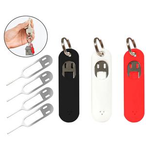 1-5pcs 실리콘 SIM 카드 추출기 휴대용 키체인 휴대폰 태블릿 스테인레스 스틸 제거 바늘 틴블 분실 방지 키링
