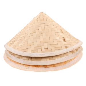 3Pcs 어린이 대나무 원뿔 모자 수제 DIY 페인팅 아시아 태양 모자 어린이를위한 야외 정원 놀이 하이킹 베트남 농부 스타일