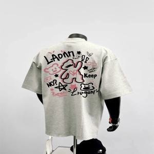 레트로 아메리칸 스타일 남성 반팔 티셔츠 아울렛 브랜드 태그 제거 봄 여름 신상 캐주얼 프린트 포켓 손수건