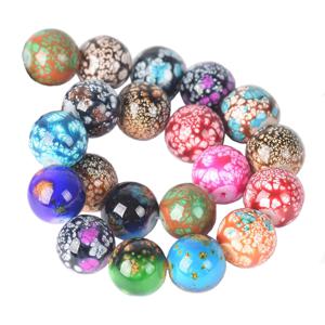 라운드 모방 도자기 패턴 코팅 8mm 10mm 불투명 유리 느슨한 공예 비즈 보석 만들기 DIY