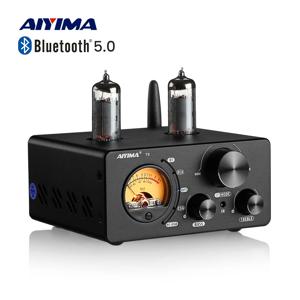 AIYIMA 오디오 T9 Bluetooth 5.0 진공관 증폭기 USB DAC 스테레오 수신기 COAX/OPT HiFi 홈 오디오 디지털 앰프(VU 미터 100W 포함)