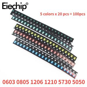 100pcs 0603 0805 1206 1210 5730 5050 SMD LED 발광 다이오드 키트 5 색 소형 LED 빨간색 흰색 노란색 녹색 파란색