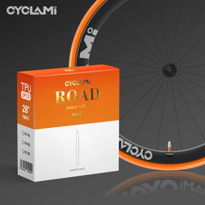 CYCLAMI 초경량 자전거 내부 튜브, 로드 바이크 700C TPU 소재 타이어, 길이 65mm, FV 프렌치 밸브, 30g, 700x18, 23, 25, 28, 30, 32, 자전거 내관