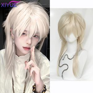 금발 멀릿 헤드 가발 합성 롱 스트레이트 푹신한 로리타 코스프레 내열 가발 데일리 파티