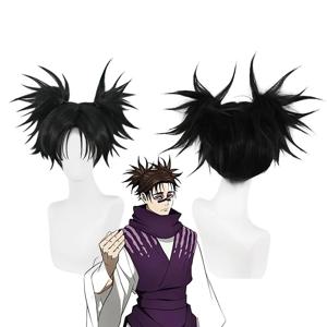 고품질 ‌ 애니메이션 주술회전 쇼조 코스프레 합성 헤어 14인치 더블 포니테일 하이 브레이드 할로윈 데일리 파티 가발