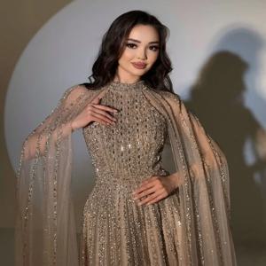 에니르스트 맞춤형 우아한 프롬 드레스 오프숄더 긴 소매 O넥 이브닝 드레스 파티 드레스