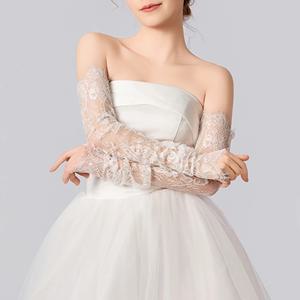 요정처럼 긴 레이스 손가락 없는 시스루 메쉬 장갑 신부 웨딩 이브닝 파티 액세서리 장식 팔토시