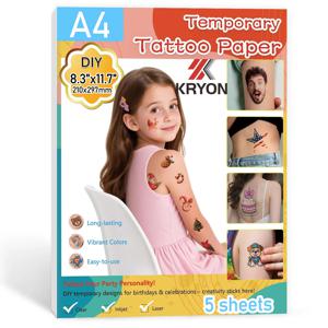 잉크젯/레이저 프린터용 임시 타투 용지, 타투 스티커 8.3인치X11.7인치, DIY 개인 맞춤형 투명 수전사 용지