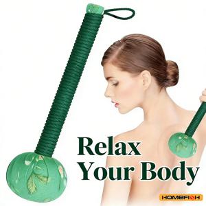 림프 배수용 긴 손잡이 쑥 마사지 망치, 수동 전신 및 등 마사지 도구, 나일론 소재