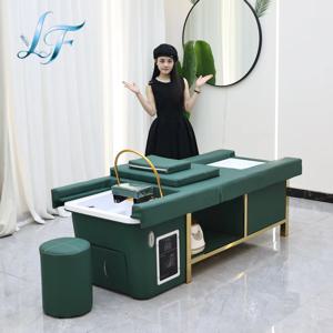 현대식 디자인 태국 마사지 테이블 전동 샴푸 베드 헤드 스파 장비 리클라이닝 헤어 살롱 샴푸 베드 세라믹 싱크대 포함