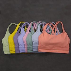 2025 여성 스포츠 브라 크롭탑 신상 초극세사 누드 느낌 브라 패드 내장 충격방지 러닝 스포츠 짐 탑 브라렛