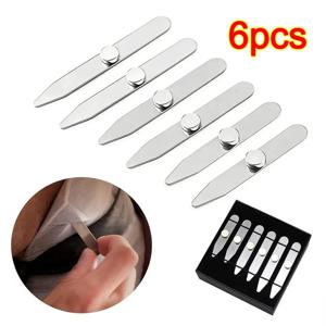 6개의 새로운 스테인리스 스틸 칼라 스테이, 박스형 칼라 지지대가 있는 자석식 셔츠 본 스티프너 인서트, 비즈니스맨용