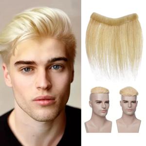 613 6 인치 남성 PU 스킨 V 루프 전면 Toupee 헤어 라인 100% 인간의 머리 가발 레미 헤어 남성 교체 시스템 보이지 않는 가발